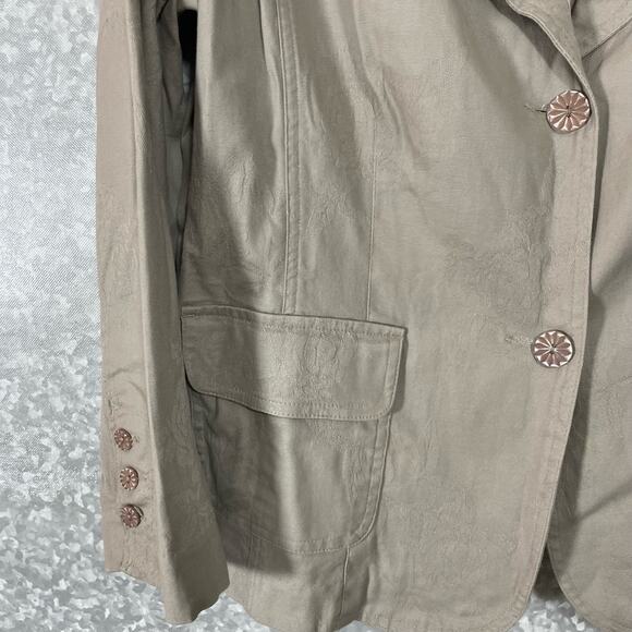 White Stage Women's Plus Size Taupe Floral Jacquard Blazer - Size 18W/20W - Boho - Picture 4 of 7